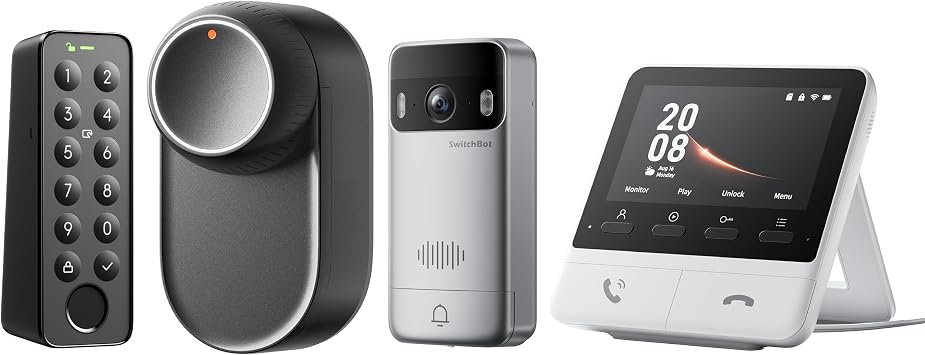 SwitchBot WiFi Smart Lock Ultra with Video Doorbell, Touchscreen Keypad & Fingerprint Door Lock, Fits Existing Euro Profile Cylinder, IP65 Weatherproof, Supports Matter, Alexa, Google, IFTTT