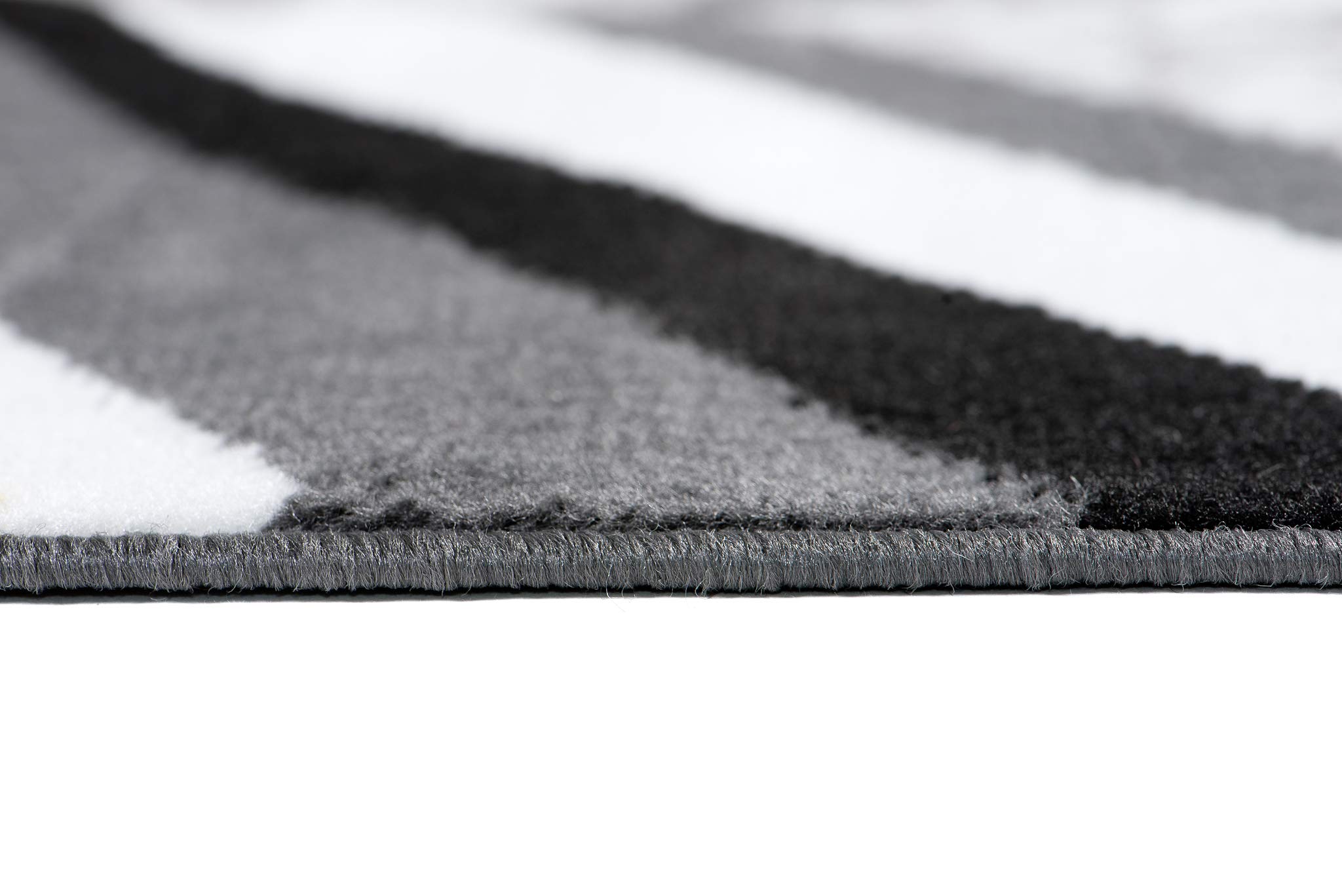 TAPISO Maya Teppich Läufer Meterware Kurzflor Flur Küche Brücke Wohnzimmer Modern Grau Weiß Gelb Schwarz Streifen ÖKOTEX 100 x 220 cm