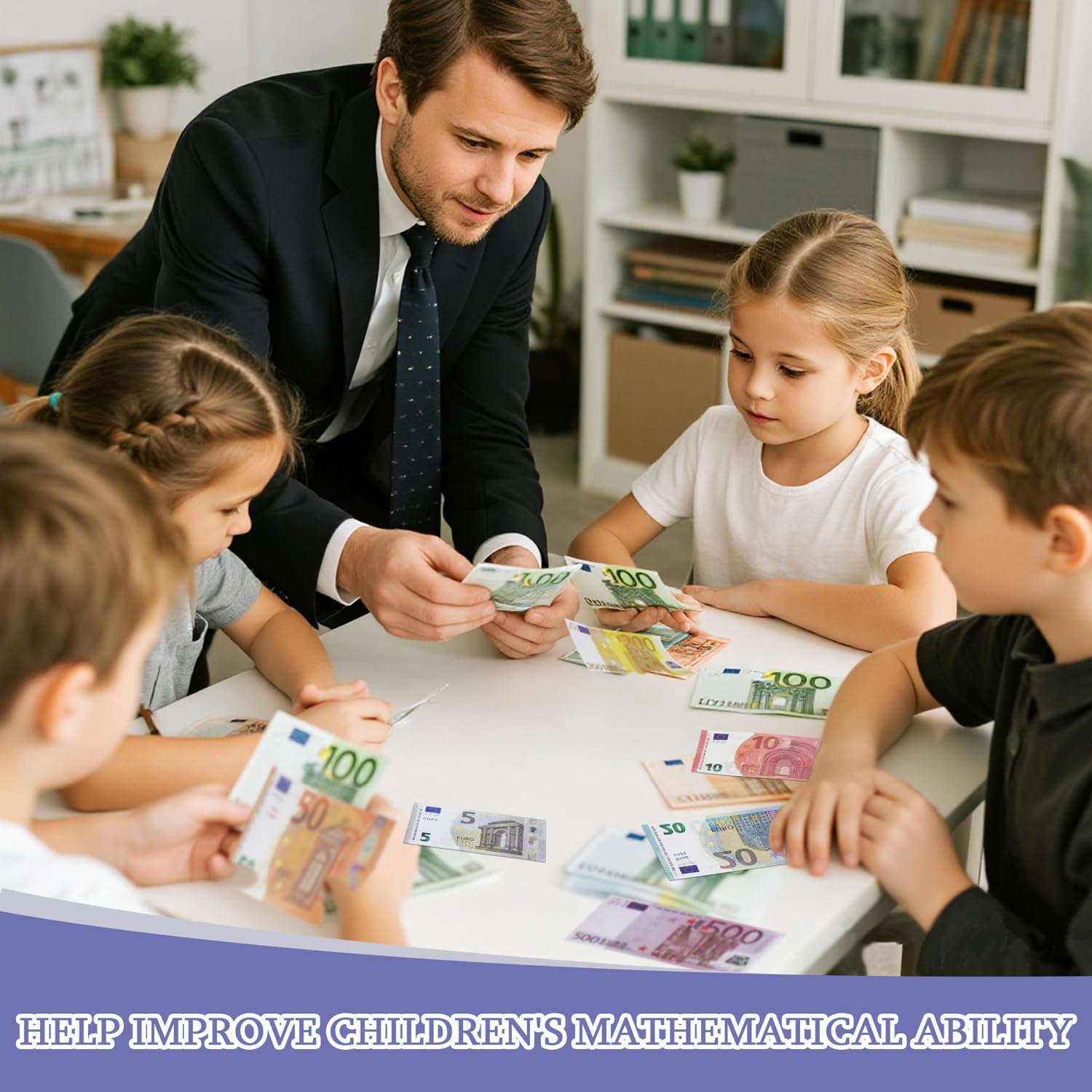 Chumix 180 Pezzi Soldi Finti per Bambini, 10, 20, 50, 100, 200, 500 Banconote Finte, Soldi Falsi Utilizzare nelle Registratore di Cassa Giocattolo, Come Oggetti Scena per L'apprendimento e Il Gioco