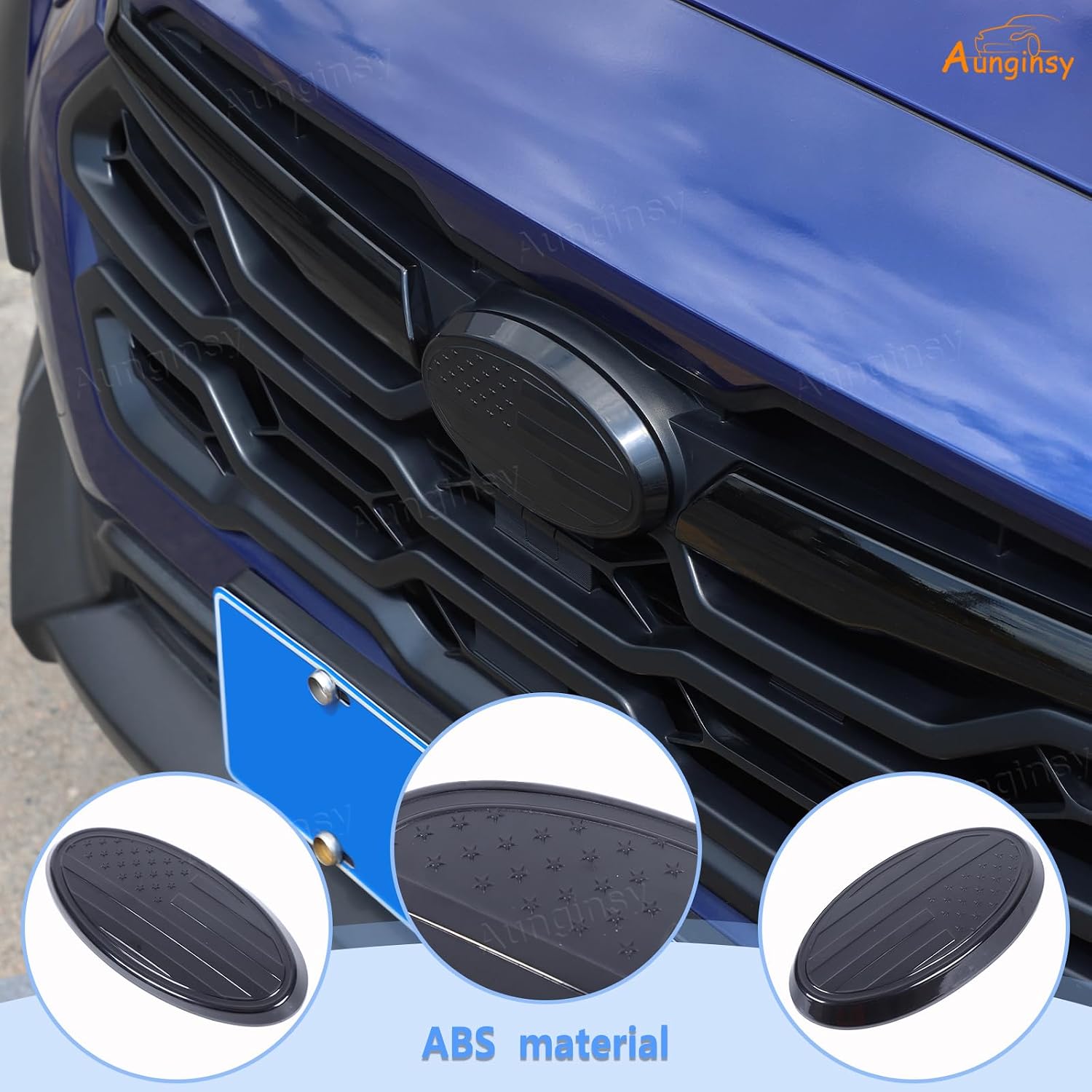 Aunginsy Front Emblem Trim Cover Compatible with Subaru Crosstrek GU 2024 2025 Car Front Grille Emblem Badge Logo Cover Front Hood Circle Logo Decorative Cover ABS Accessories, USA Flag Pattern