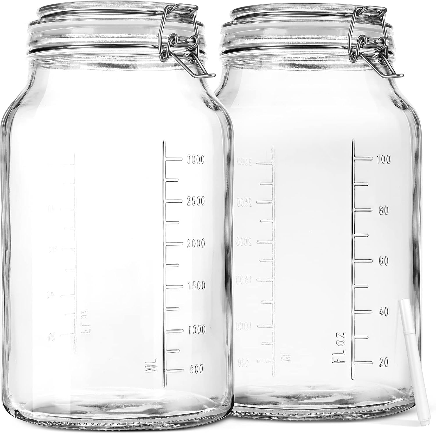 1 Gallon Super Wide Mouth Glass Storage Jars with Airtight Lids and 2 Measurement Marks, Leak Proof Glass Container with Hinged Lids, Large Pickle Jars with Labels and Silicone Gasket, 2 Pack 1 Gallon Super Wide Mouth Glass Storage Jars with Airtight Lids and 2 Measurement Marks, Leak Proof Glass Container with Hinged Lids, Large Pickle Jars with Labels and Silicone Gasket, 2 Pack