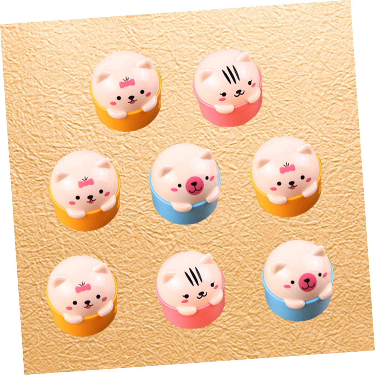 Set Di 3 Temperamatite A 2 Fori Per Ragazzi E Ragazze Piccolo E Portatile A Tema Cartone Animato Con Gatto E Orso Senza Impugnatura 8 Pezzi * 3 Casuali