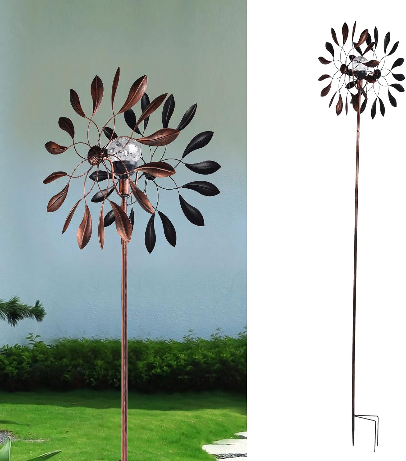 FQQWEE Solar Lighted Wind Spinners for Yard and Garden 78