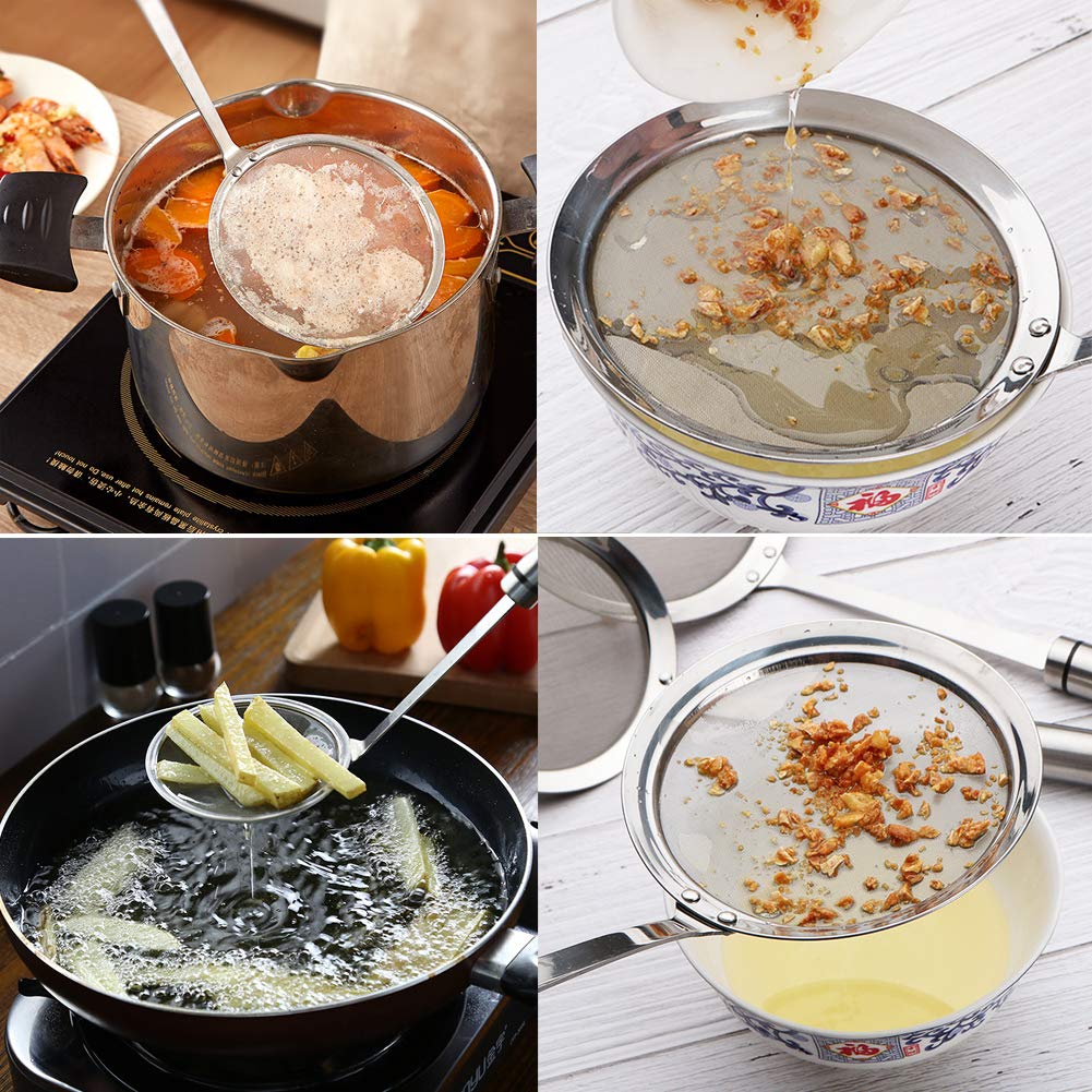 Filterlöffel Edelstahl - Feinsieb 11,2cm Mit Langem Griff Für Küche & Fritteuse