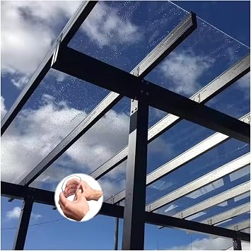 Polycarbonate Panel Plastic Roofing Sheet, UV Protection Rainproof Clear Pergola Roofing Canopy Cover, Easy to Cut & Bend5.1x 13.1ft