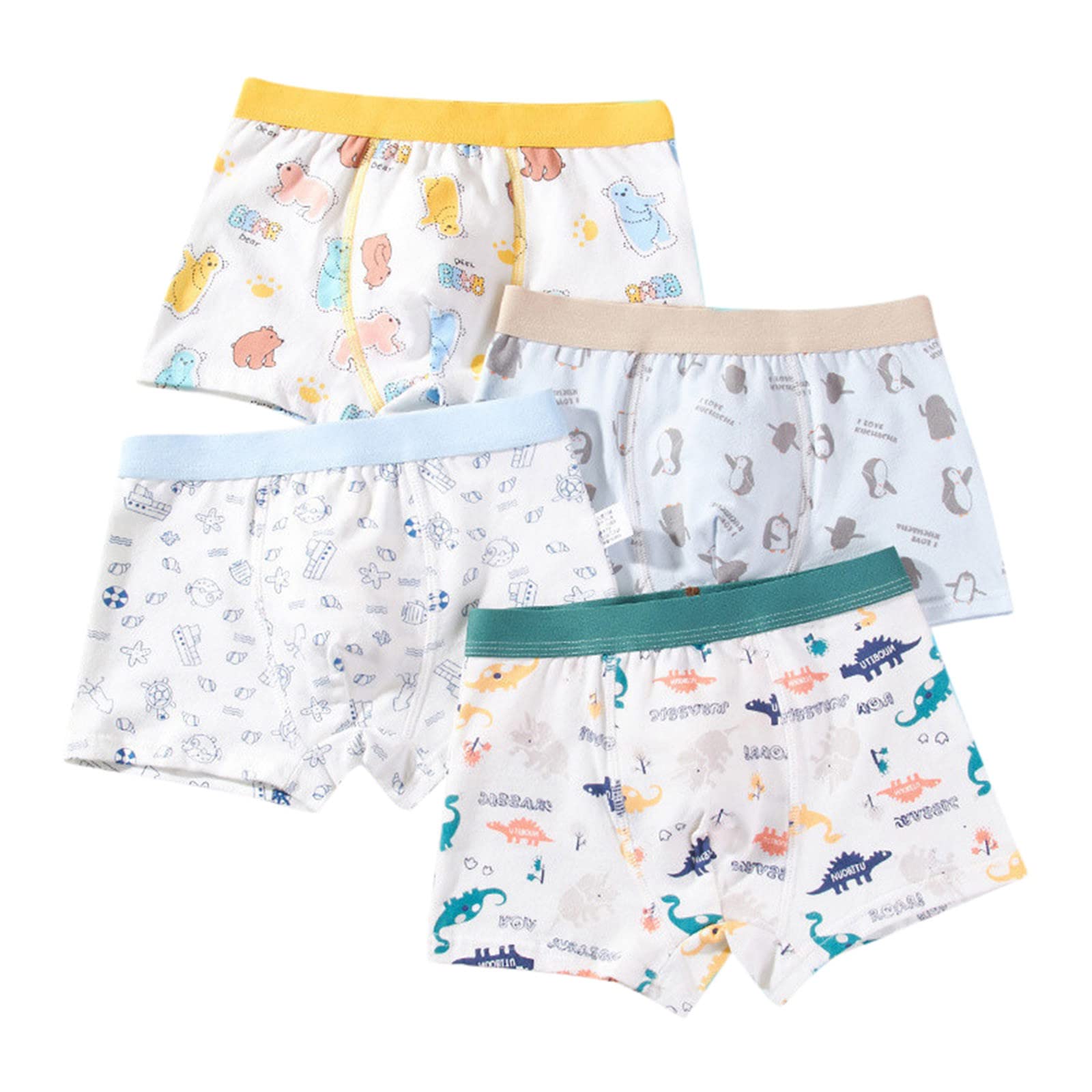 Kids Children Boys Cotton Underwear Cute Dinosaur Print Underpants Shorts Pants Trunks Panties 4PCS for Boys