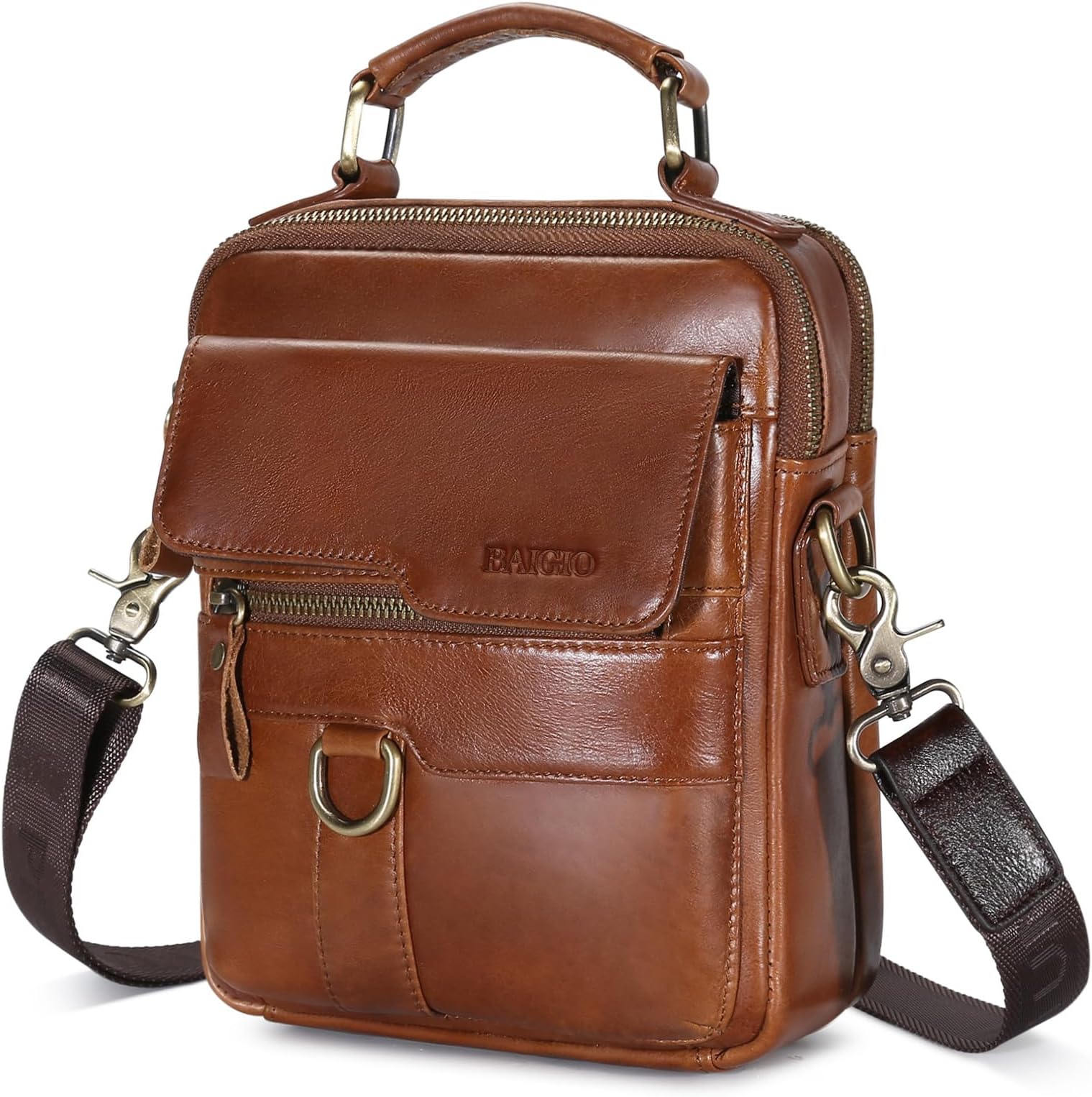 Genuine Leather Shoulder Bag for Men Crossbody Bag Small Leather Messenger Briefcase Handbag Men Purse