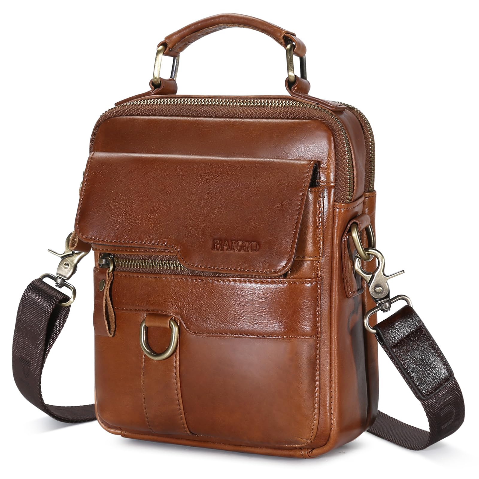 BAIGIO Men's Genuine Leather Shoulder Bag Messenger Briefcase CrossBody Handbag Satchel Travel bag