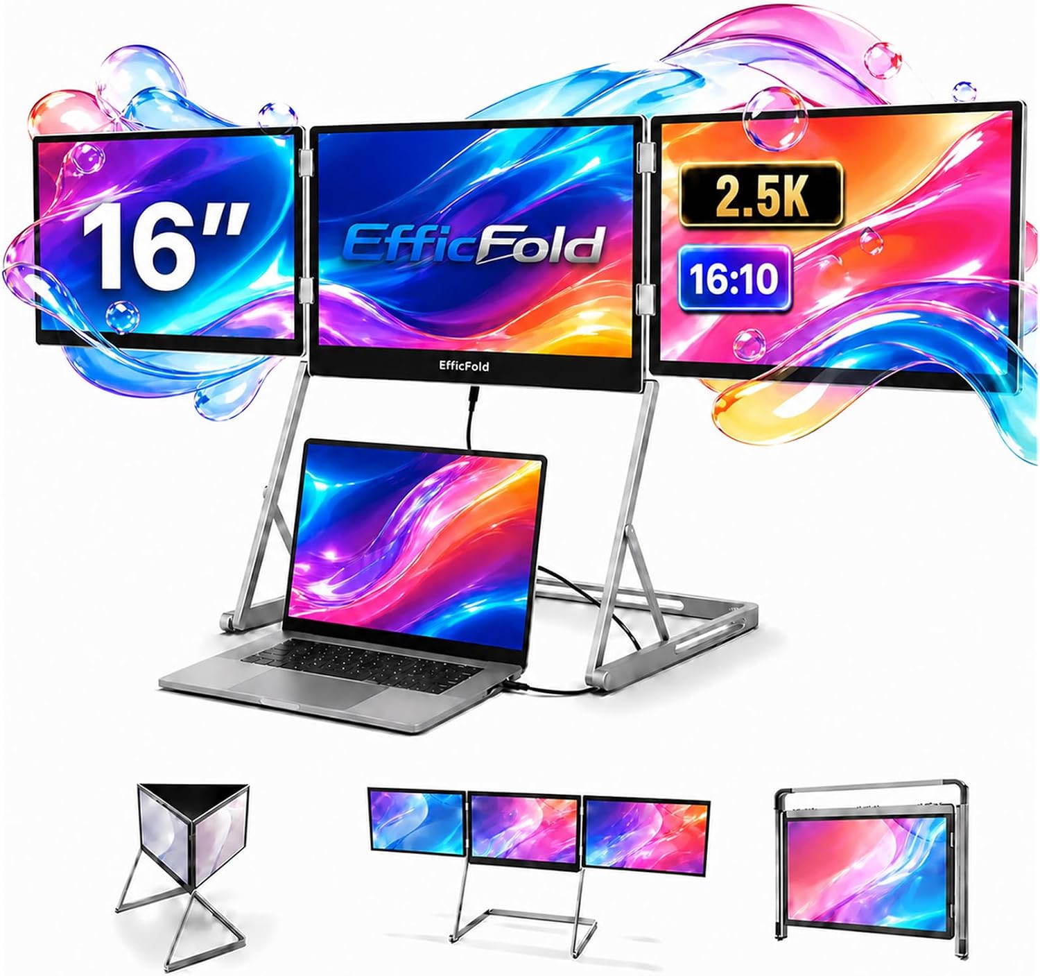 TriCreate 16 QHD 16" Triple Portable Monitor Extender for Laptop