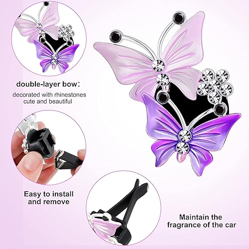 Miniatura 4 de 4 clips de ventilación de aromaterapia para automóvil, doble mariposa, ambientador de ventilación para automóvil, clip para perfume, difusor de