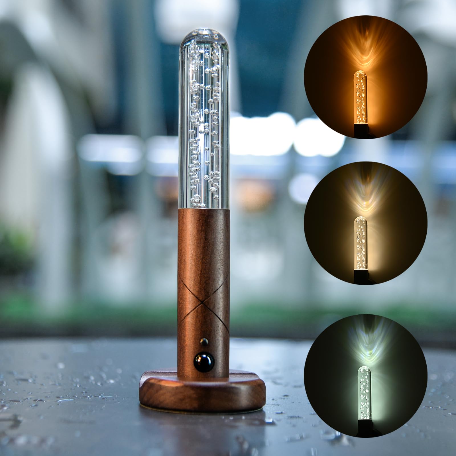 Motion Sensor Night Light, Rechargeable Battery Powered Body Sensor Nightlight Auto on/Off, Wooden Stick-on Magnetic Wall Sconce Decor Indoor Light Dimmable for Cabinet, Stair, Hallway (Walnut)