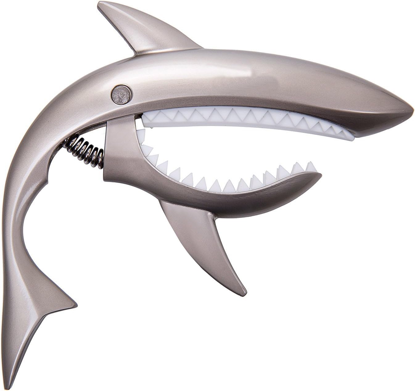 Guitar Capo Shark Zinc Alloy Spring Capo for Acoustic and Electric Guitar Ukulele with Good Hand Feeling, No Fret Buzz and Durable - Silver