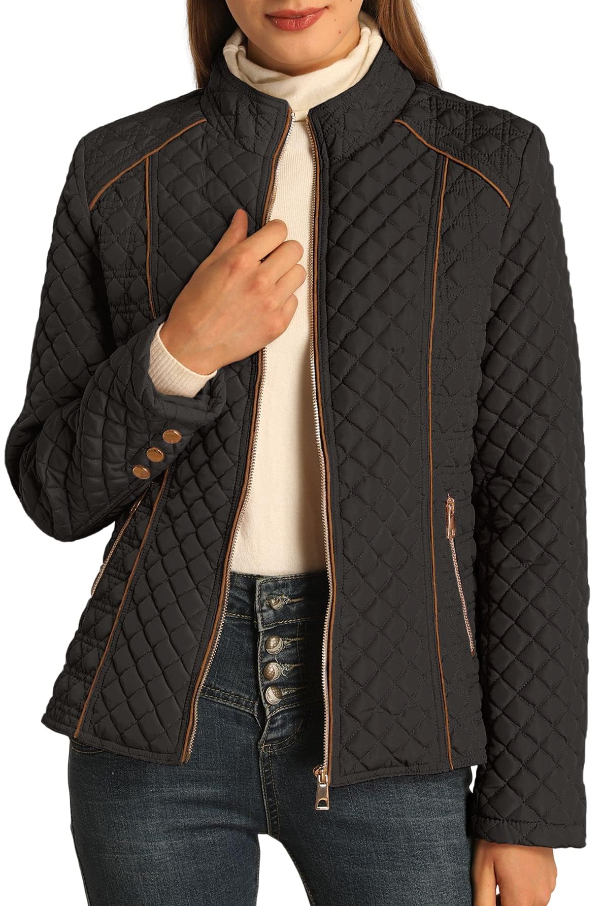 BELLIVERA Piumino Trapuntato Leggero da Donna, Caldo Invernale Cappotto Lungo Giacca in Cotone