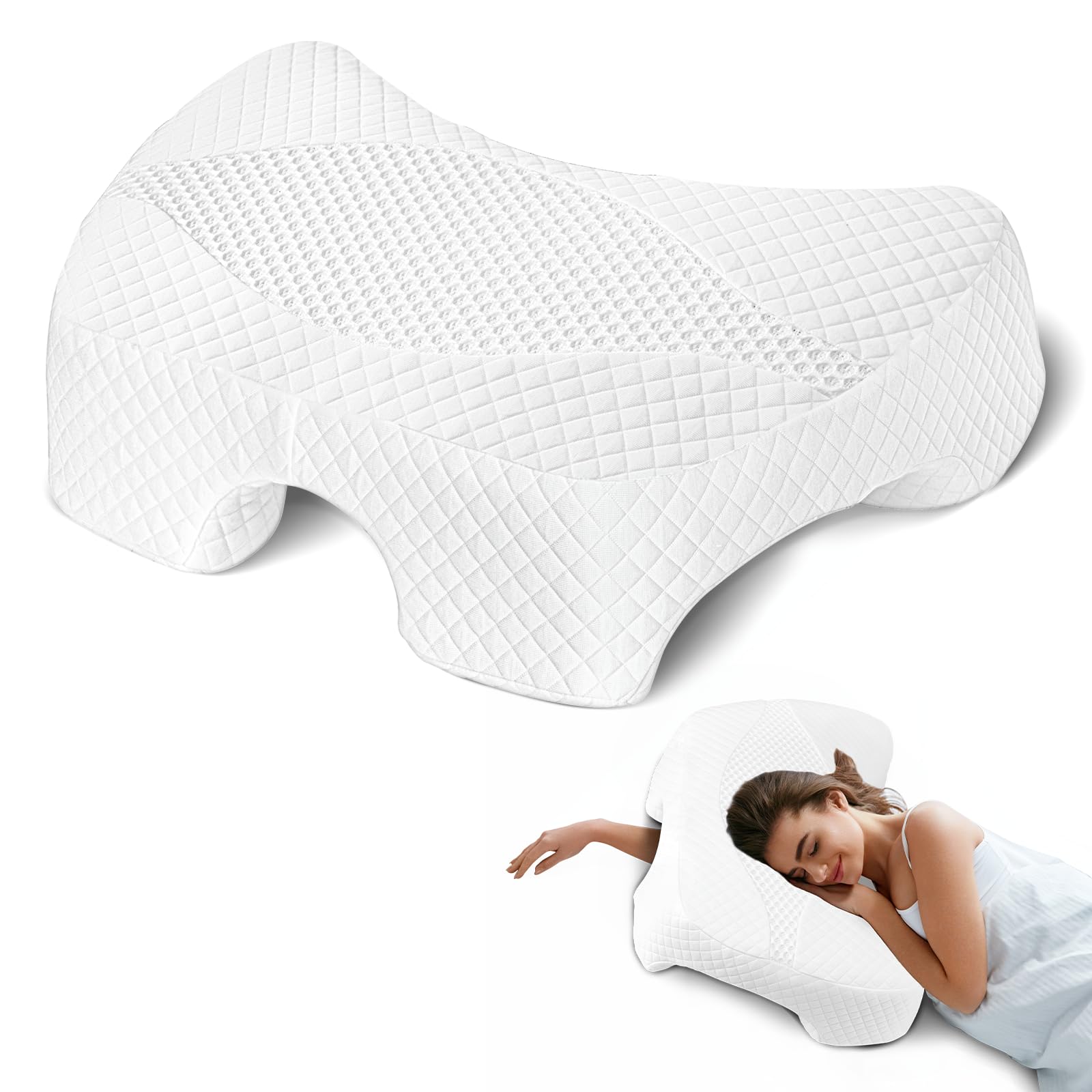 Side Sleeper Pillow with Arm Hole Shoulder Relief System Arm Pillow for Neck and Shoulder Pain Premium Memory