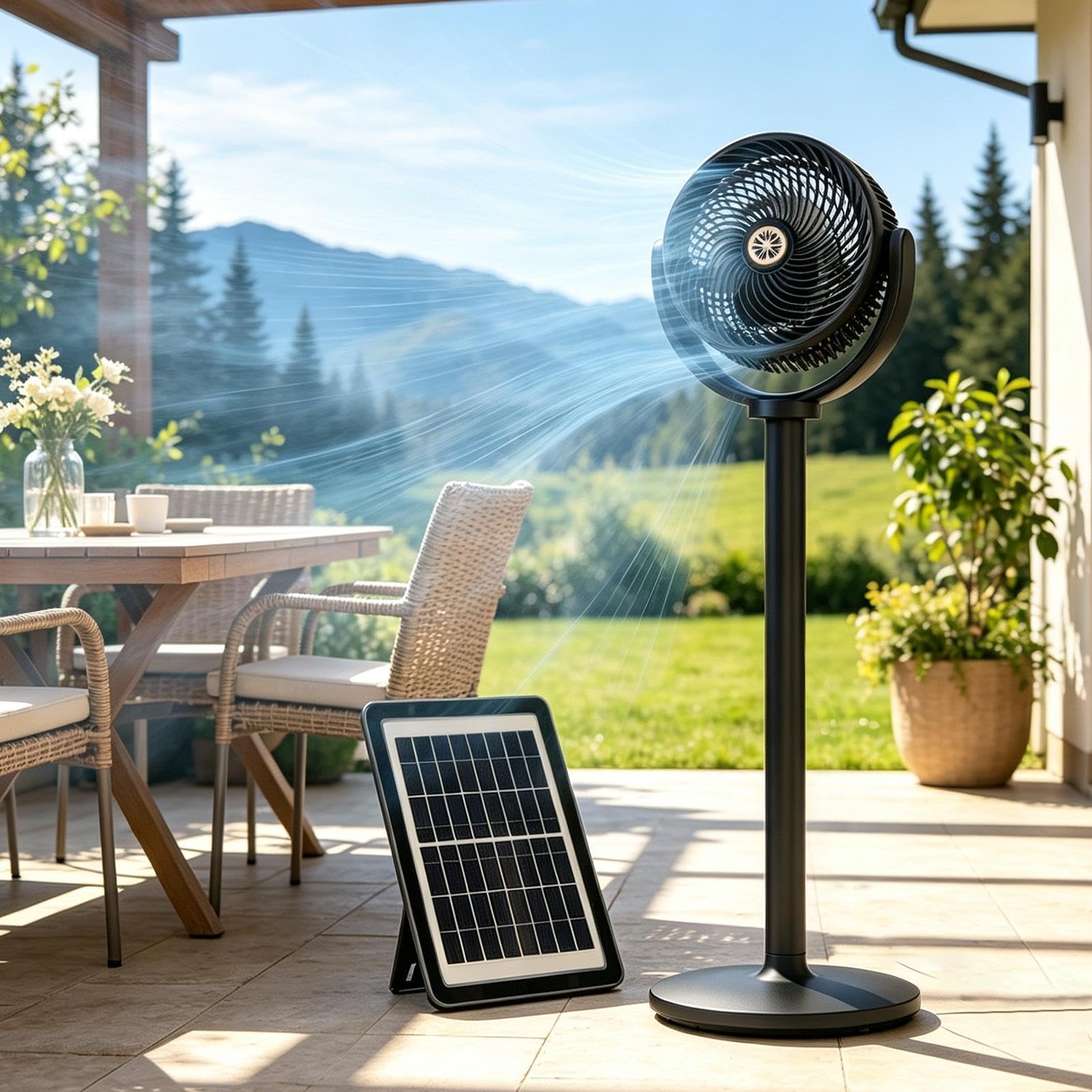 Ventilador Para Dormitorio Soplador Solar Ajustable En Altura Potente Con