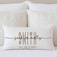 Vista 5 de Funda de almohada personalizada para boda con nombres de la pareja y fecha personalizada, almohada con monograma para aniversario de boda