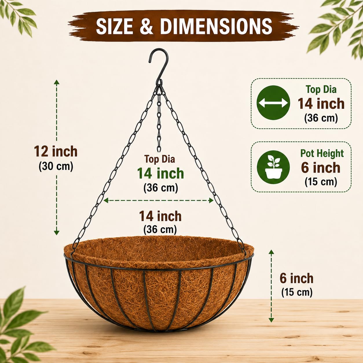 Bio Blooms Coir Hanging Pots - 4 Pack -5 Bio Blooms Coir Hanging Pots - 4 Pack -5