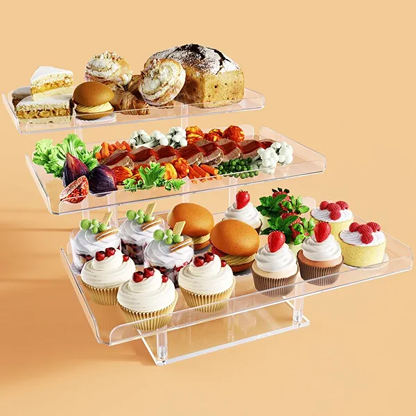 Bakzon Upgraded Dessert Table Display Set, Acrylic Cupcake Buffet Dessert Risers Stands, Tier Serving Trays Holder for Weddings Baby Shower Tea Party