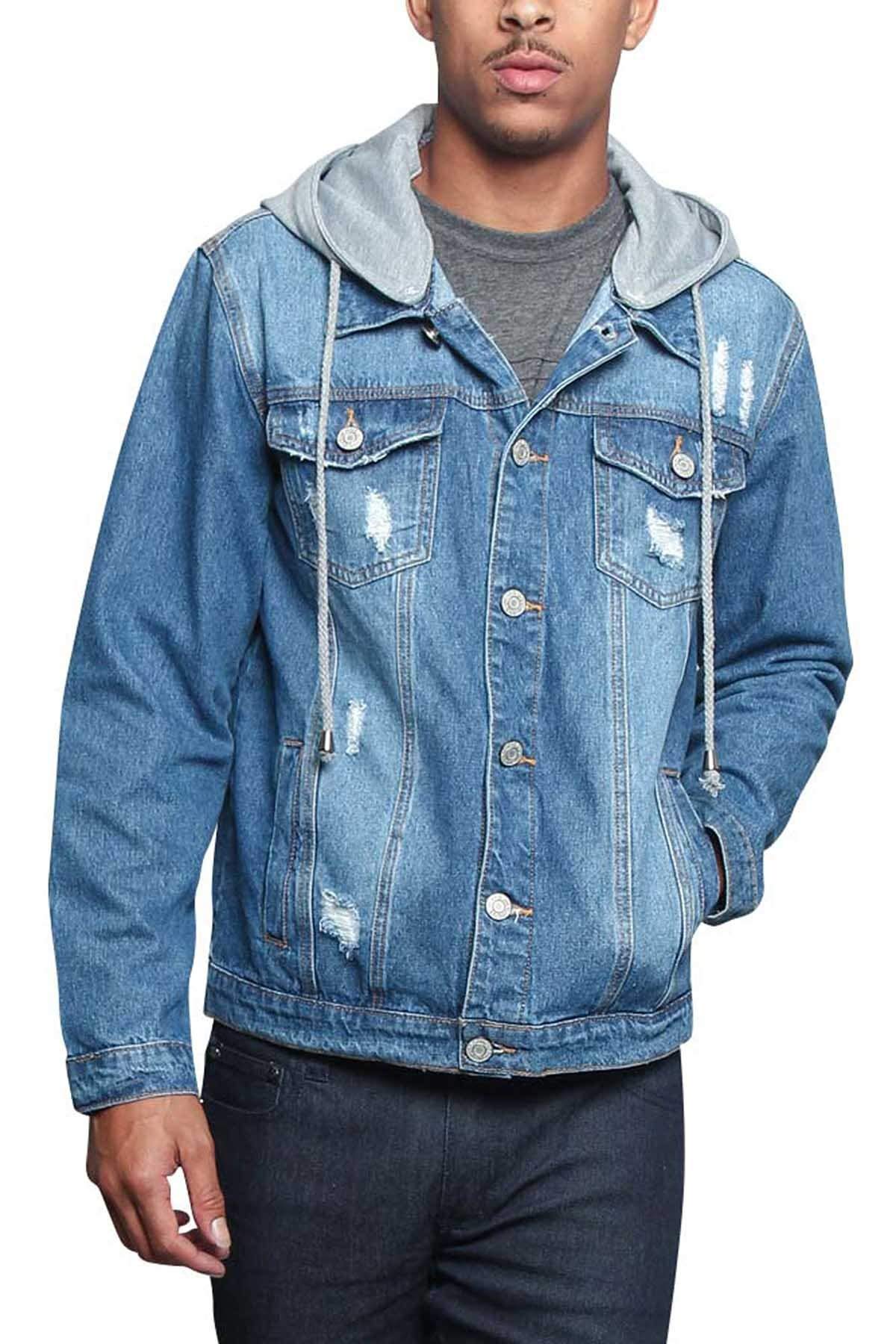 VICTORIOUS Men's Distressed Denim Jacket