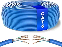 Mr. Tronic Cabo Ethernet Cat 6 de 50 m, cabo de rede Ethernet LAN de alta velocidade, cabo de Internet Cat6 a granel de 50 m, 1 Gbps, 250 MHz, cabo ADSL AWG24, cabo UTP CCA (50 metros, azul)