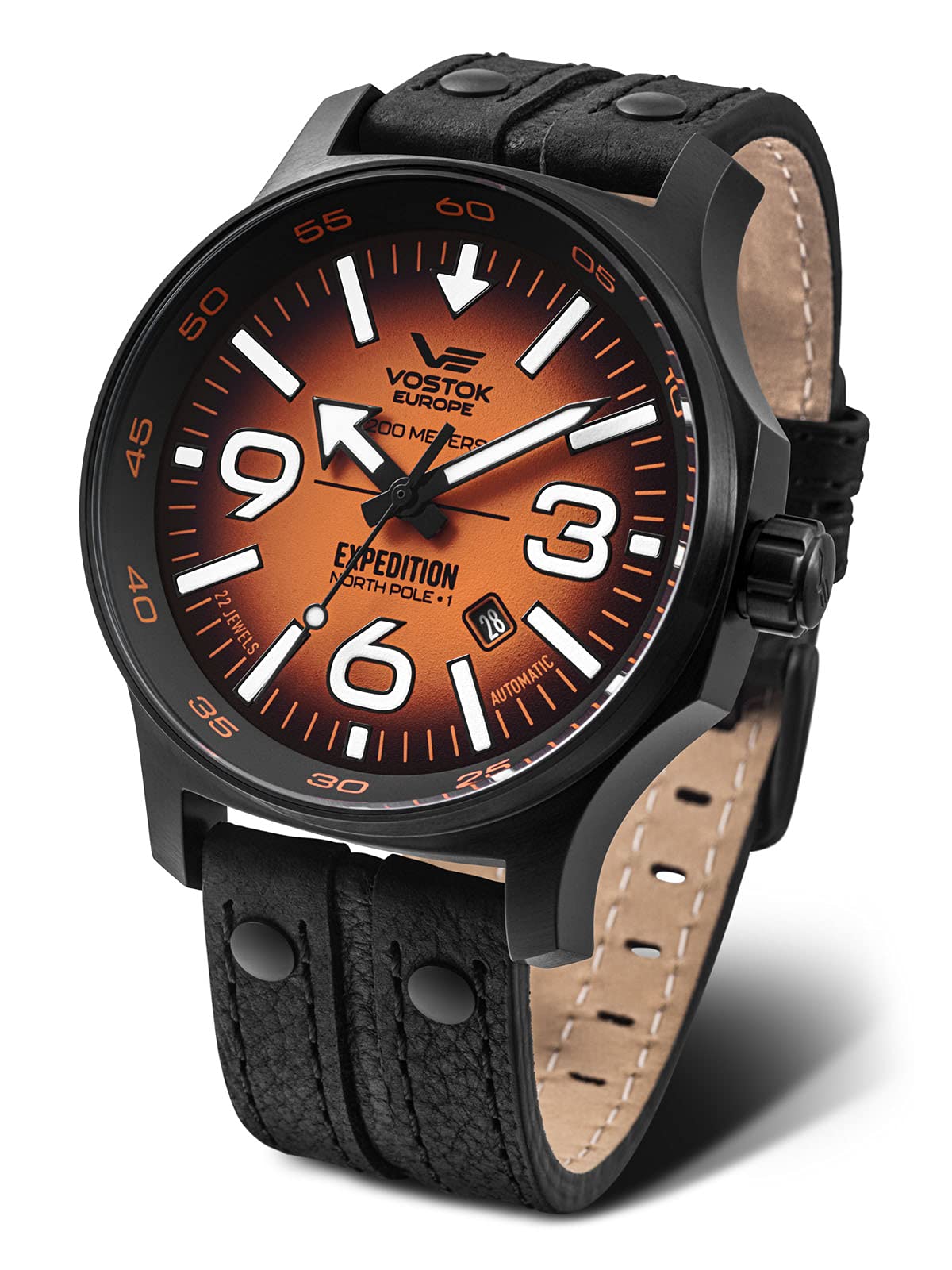 Vostok EuropeExpedition North Pole 1 Mens Analog Automatic Watch with Leather Bracelet YN55-595C640