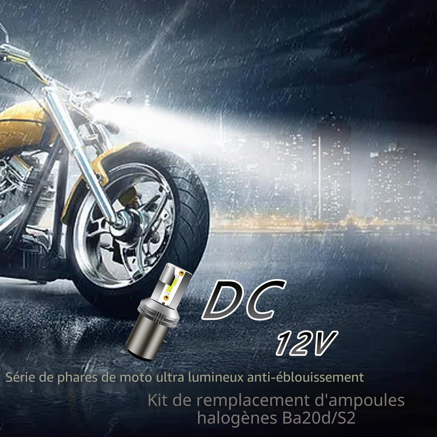 S2 Ba20d LED Phare, Ampoule de Phare de Moto à LED, DC12V/24V 20W Haut/Bas Faisceau Phare, +350% Super Lumineux 2500 Lumens 6500K Blanc pour Moto Scooter,Voitures Électriques, 2 Pcs