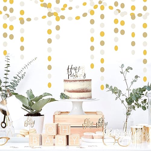 Miniatura 7 de Guirnalda de serpentinas para decoración de fiesta de champán de oro blanco - Cartel de papel colgante de compromiso de Navidad de 52 pies, pancarta