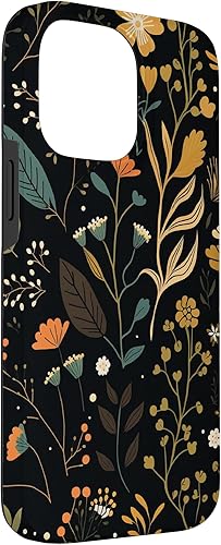 Miniatura 3 de Funda para iPhone 14 Pro Max Floral Aesthetic Simple Boho Modern Botanical Flowers Negro