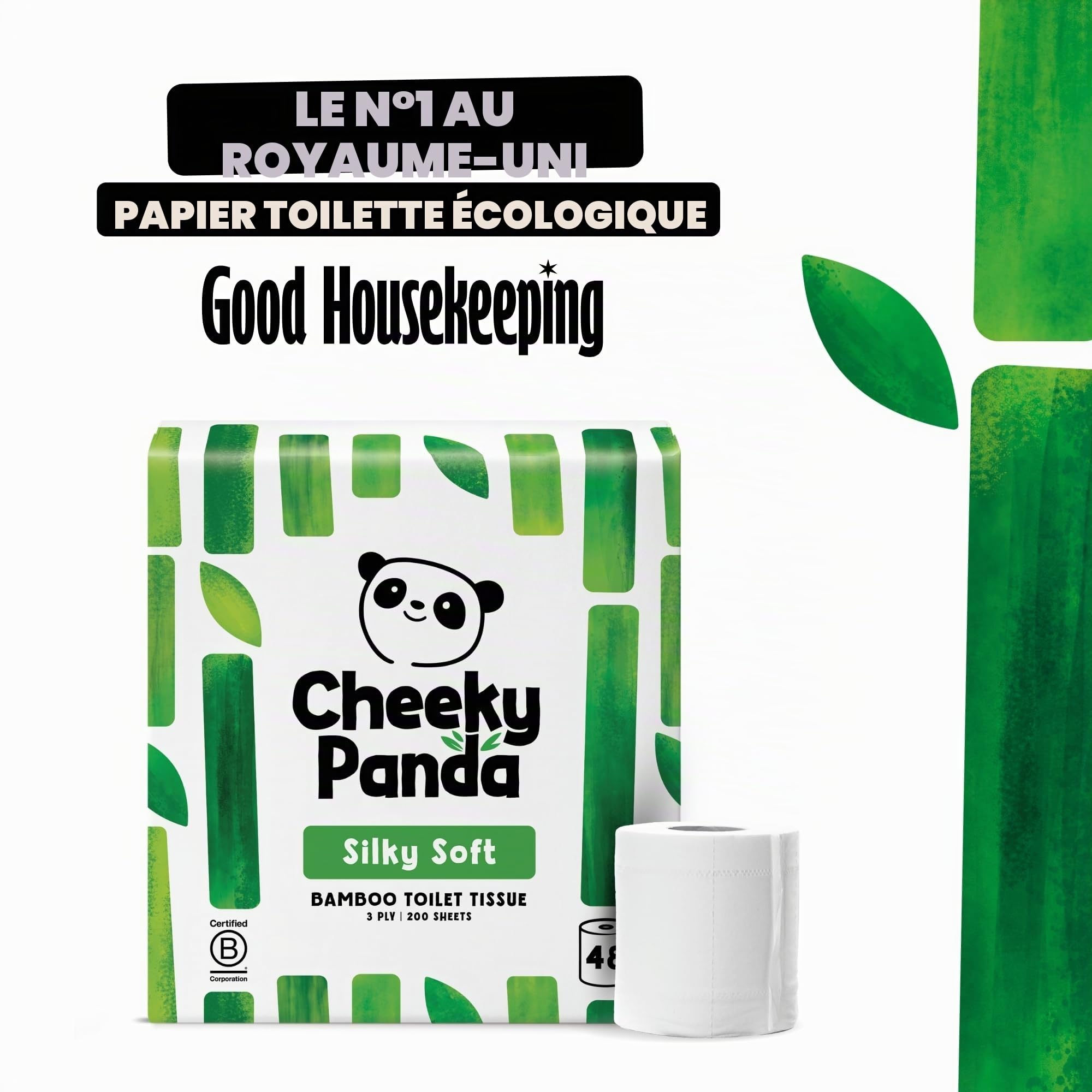 The Cheeky Panda Papier Toilette En Gros | 48 Rouleaux Papier WC Lot | 3 Epaisseurs Papier Hygiénique Bambou