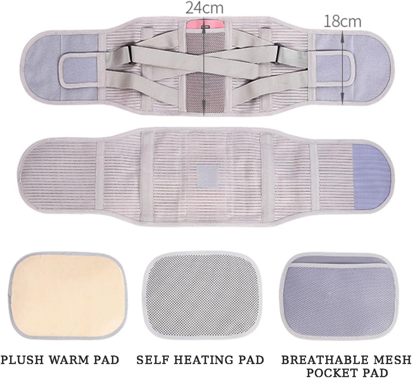 Lumbar Decompression Waist Support Belt Back Brace with 3 Waist Pads Lower Belt for Men Women Spinal Pain Relief Shaper Back Support Strap (Color : Black, Size : M/Medium)