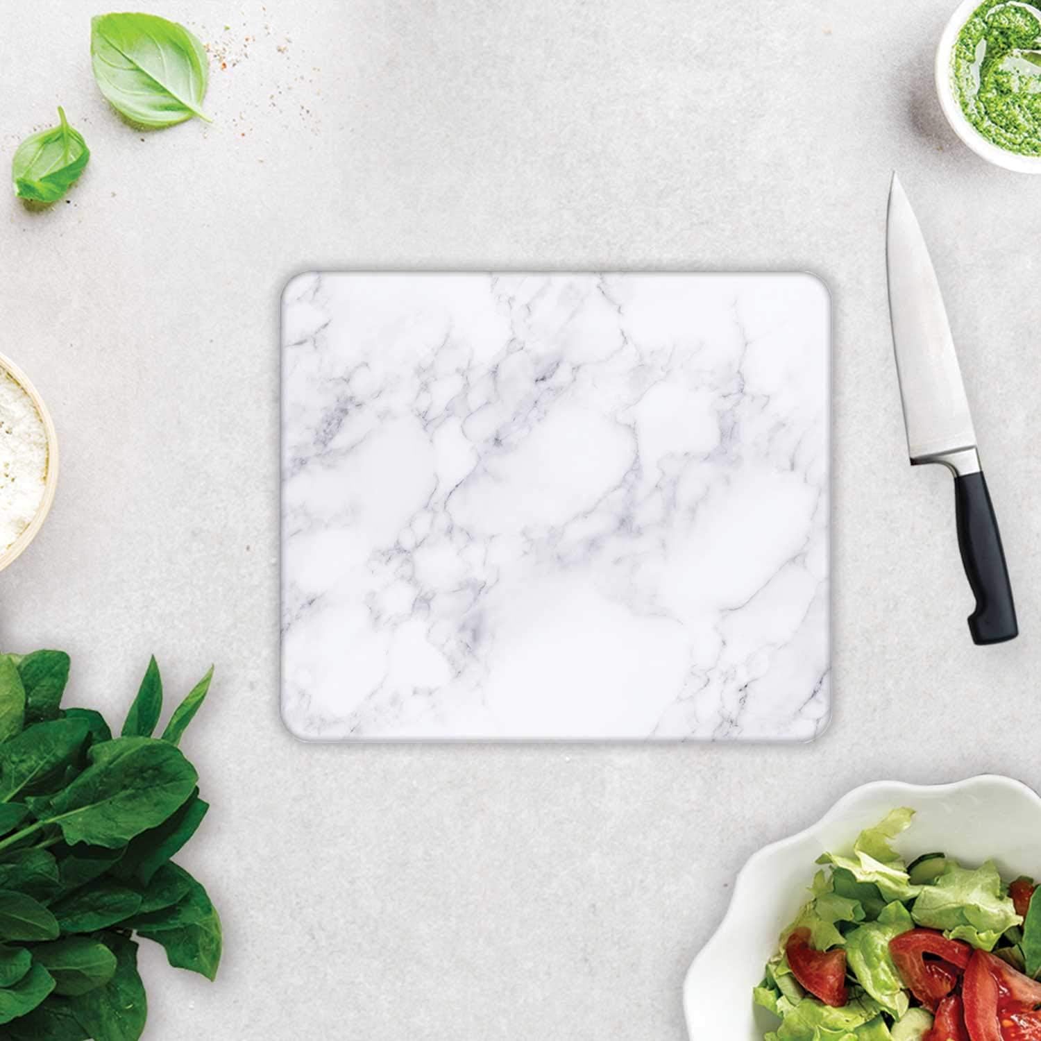 Mayaglory Cam Kesme Tahtası Panosu 25 X 35 Kırılmaya Isıya Çizilmeye Dayanıklı Antibakteriyel Doğal Kesme Tablası Mermer Design