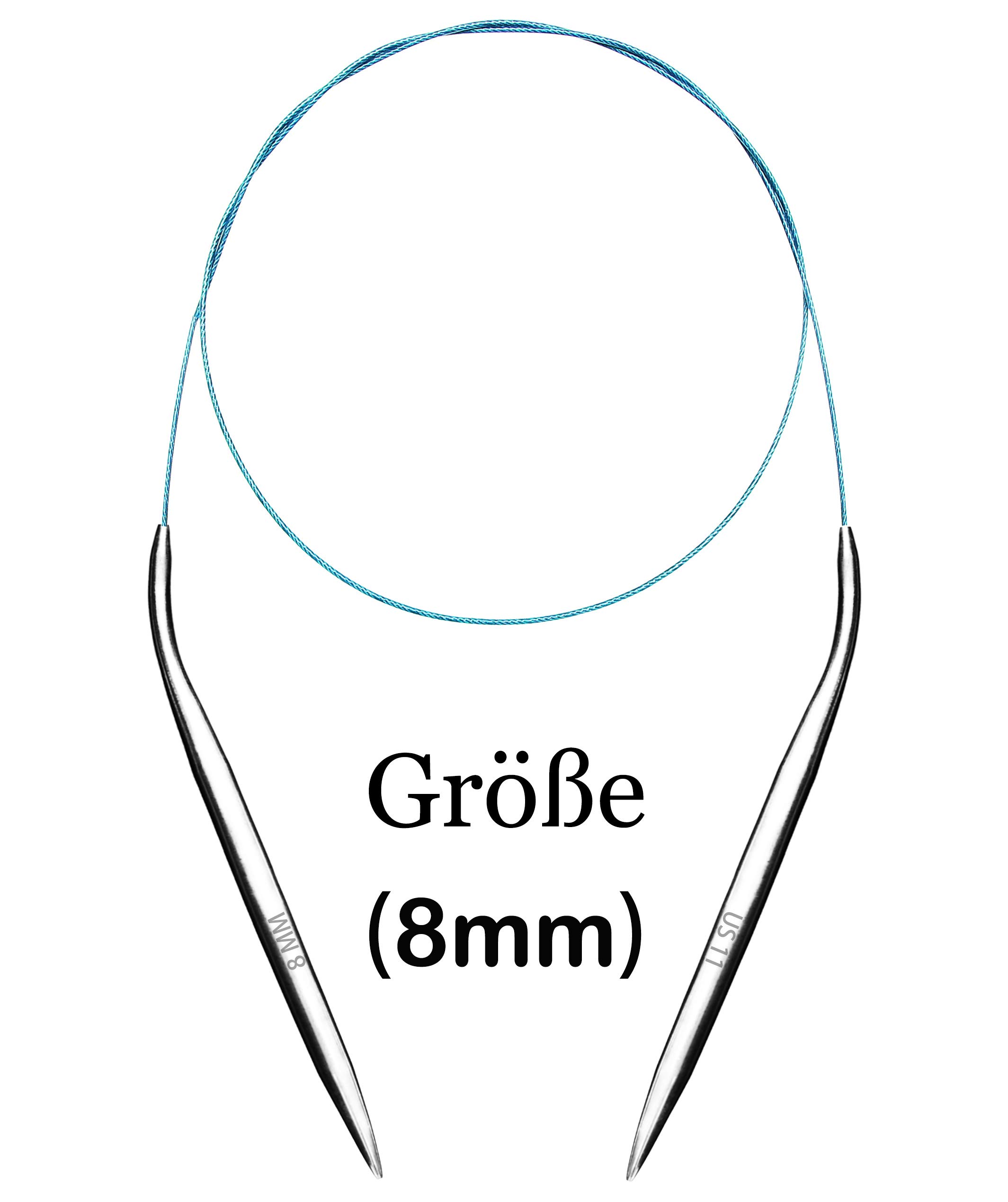 100cm Rundstricknadel für Socken Metall Stricknadeln Rundstricknadeln Set 8MM