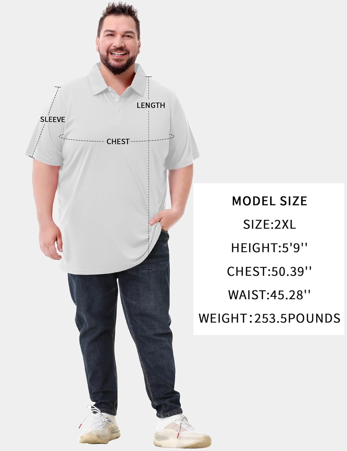 Idtswch Men's Big and Tall Polo Shirts UPF 50+ Casual Work Quick Dry Short Sleeve Collared Golf Shirt(XL-8XL) - Image 6