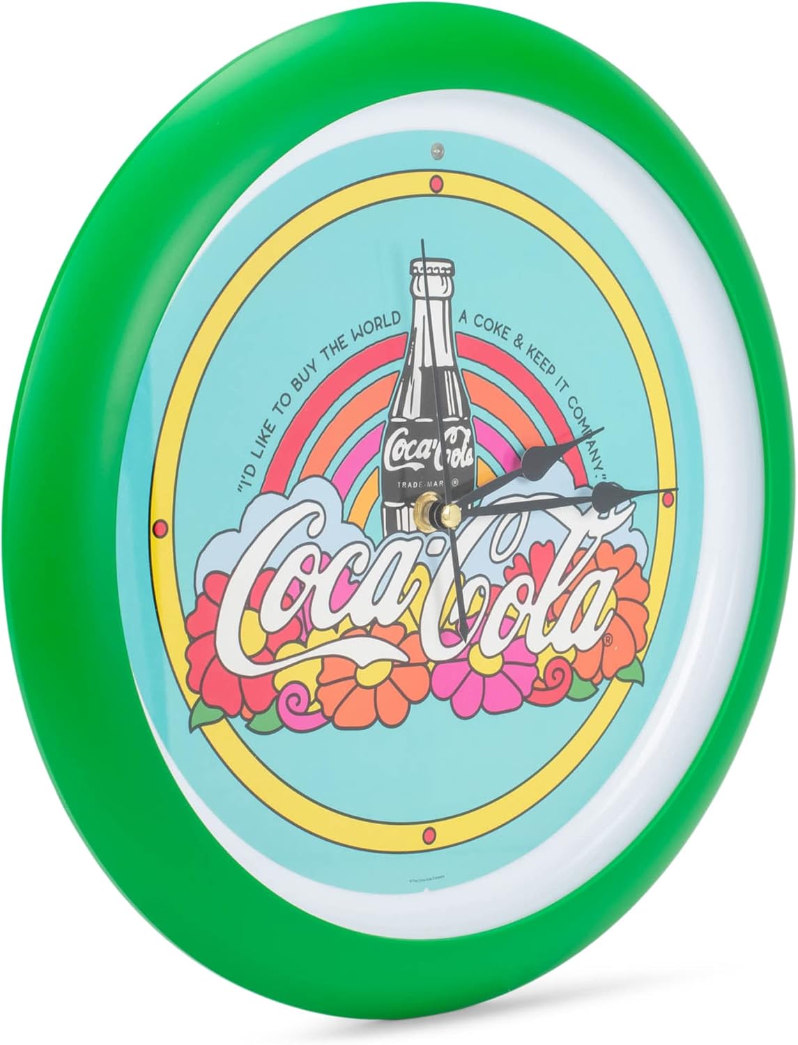 Mark Feldstein & Associates Coca Cola Hilltop Teach The World to Sing Retro Green 13 inch Sound Wall Clock