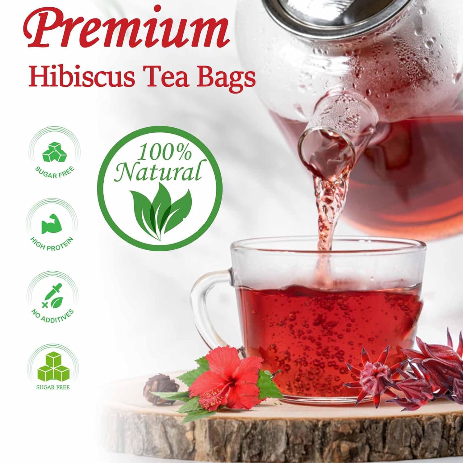 Premium Hibiscus Tea Organic Tea Bags, 100% Natural, Handmade, Pure from Hibiscus Flowers, Natural & No Additives, No Sugar/Caffeine/Gluten, Vegan. (1) - Image 7