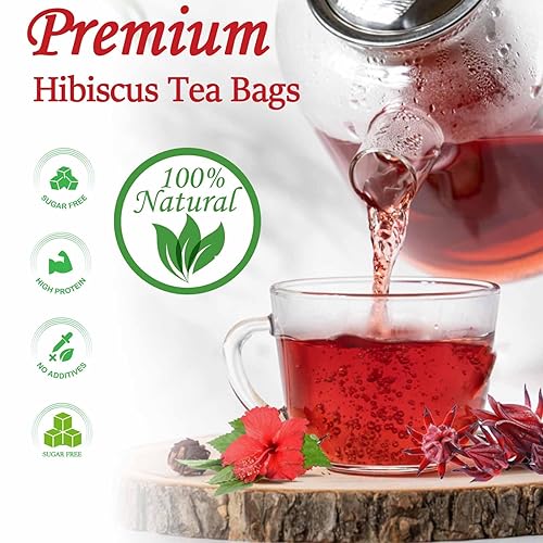 Miniatura 7 de Bolsas de té orgánico de té de hibisco premium, 100% natural, hechas a mano, puro de flores de hibisco, natural y sin aditivos, sin