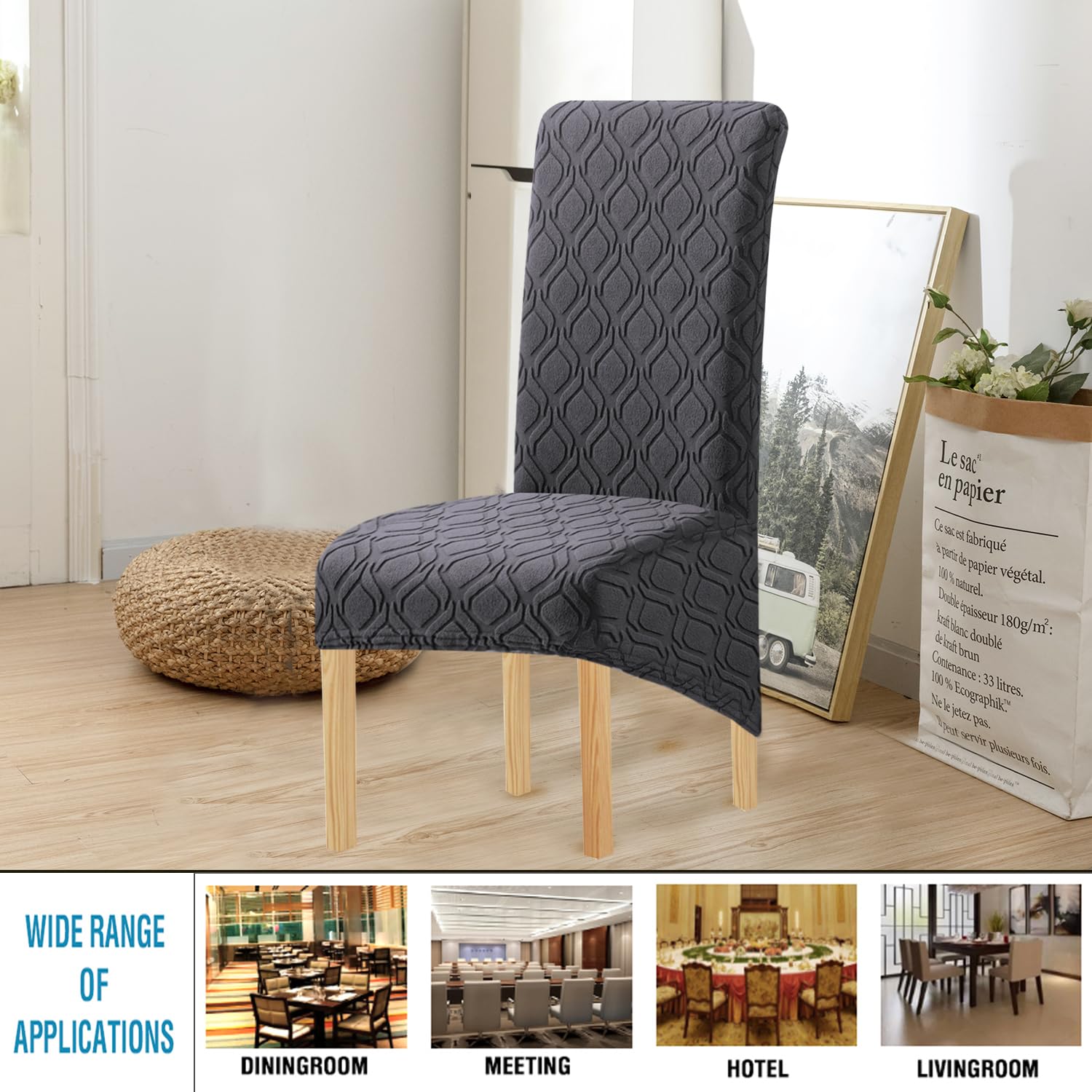 MINGPINHUIUS Chair Covers 4 pack, High Stretch Dining Room Chair Covers, High Back XL Chair Covers Set of 4 - Image 2