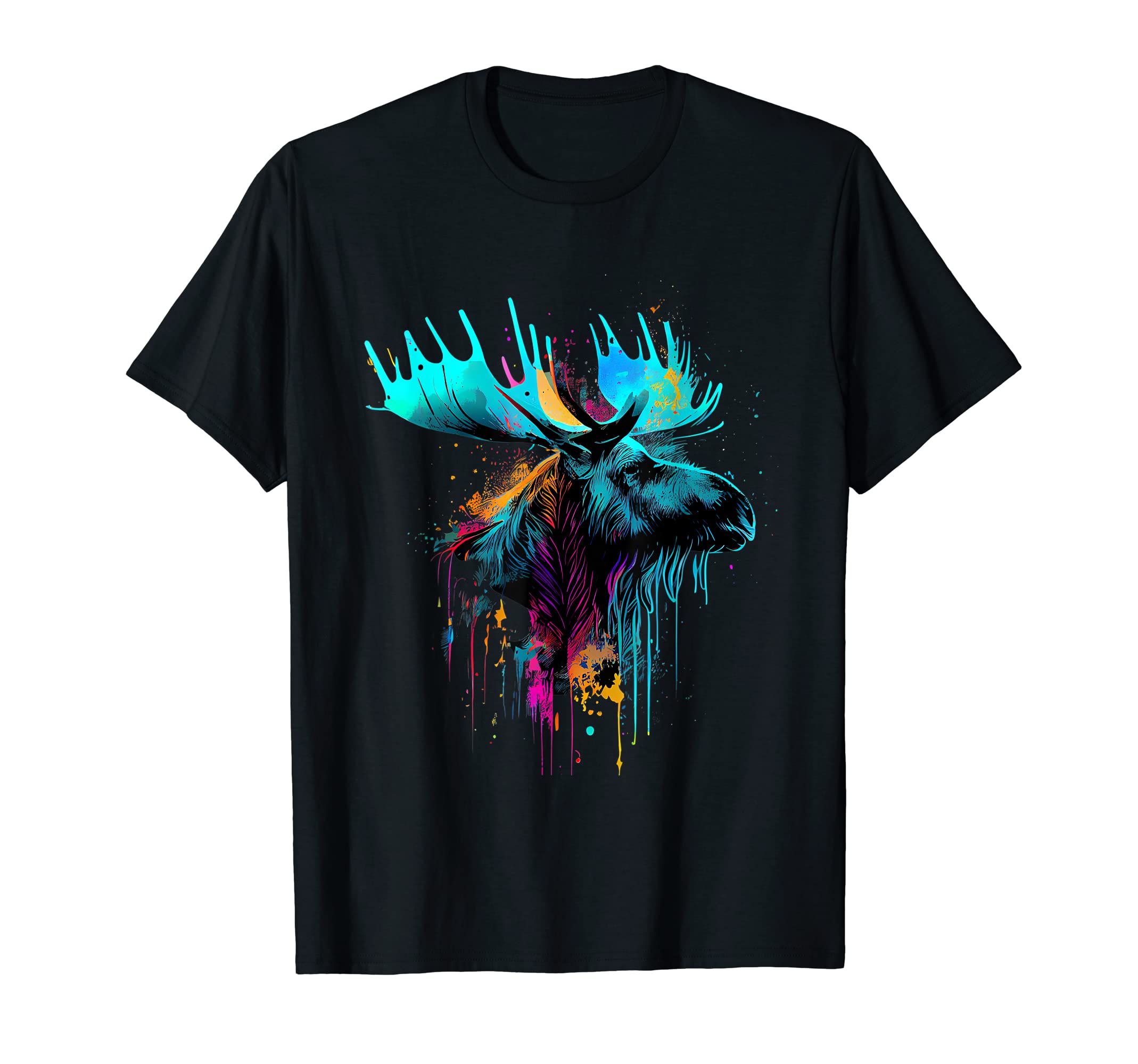 Moose Lovers Colorful Pop Art Beautiful Moose T-ShirtOEKO-TEX STANDARD 100