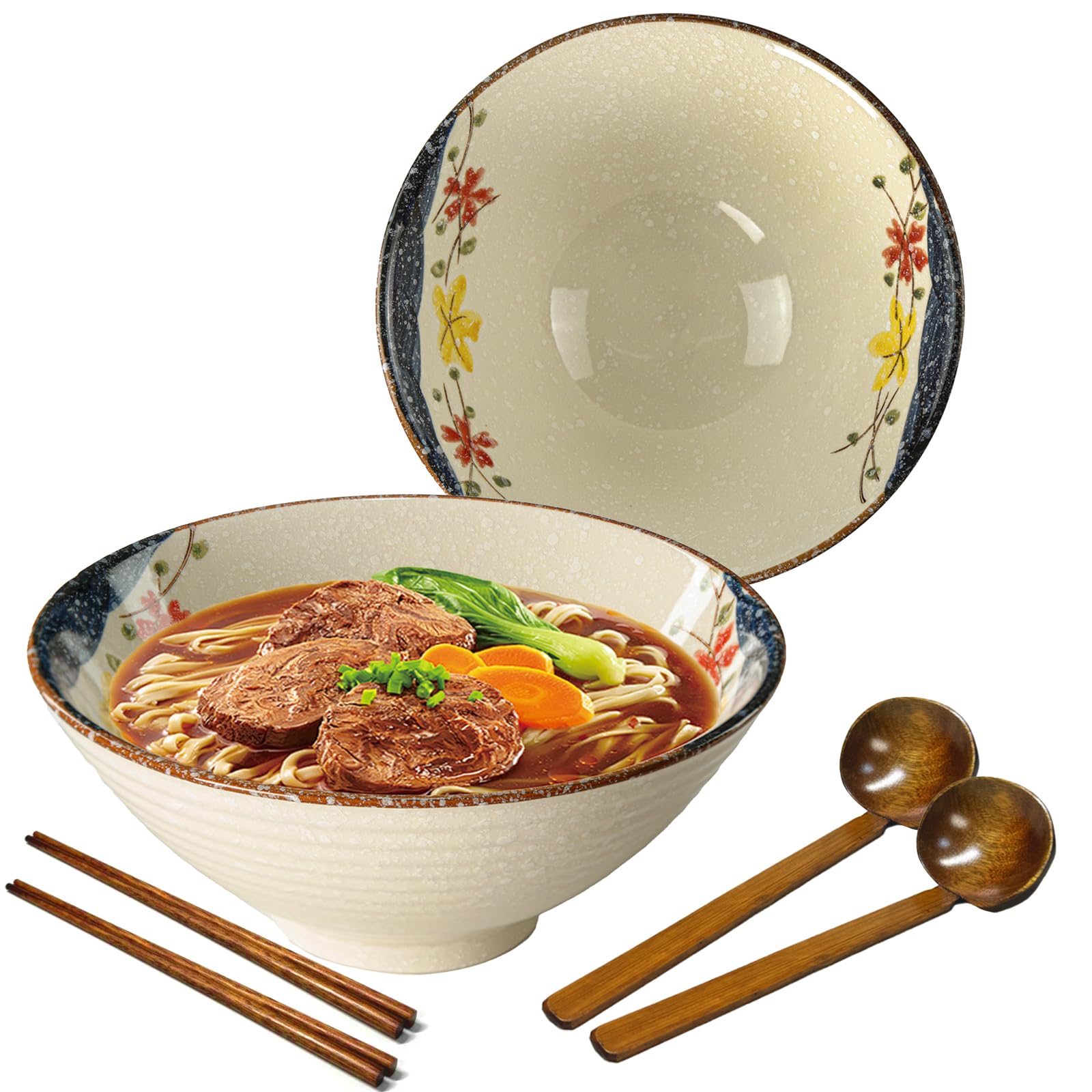 mehrido Ceramic Ramen Bowl Set