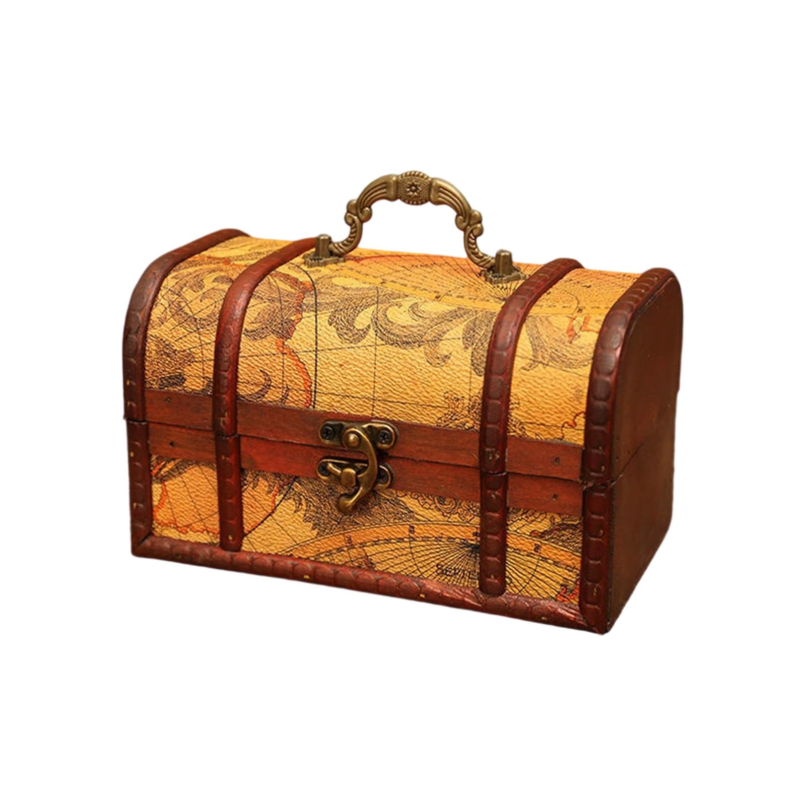 Woedpez Kids Travel Friendly Securable Oaken Jewelry Case Planner Secret Coffer Gift Concept Natural Wood Jewelry Box with Handle