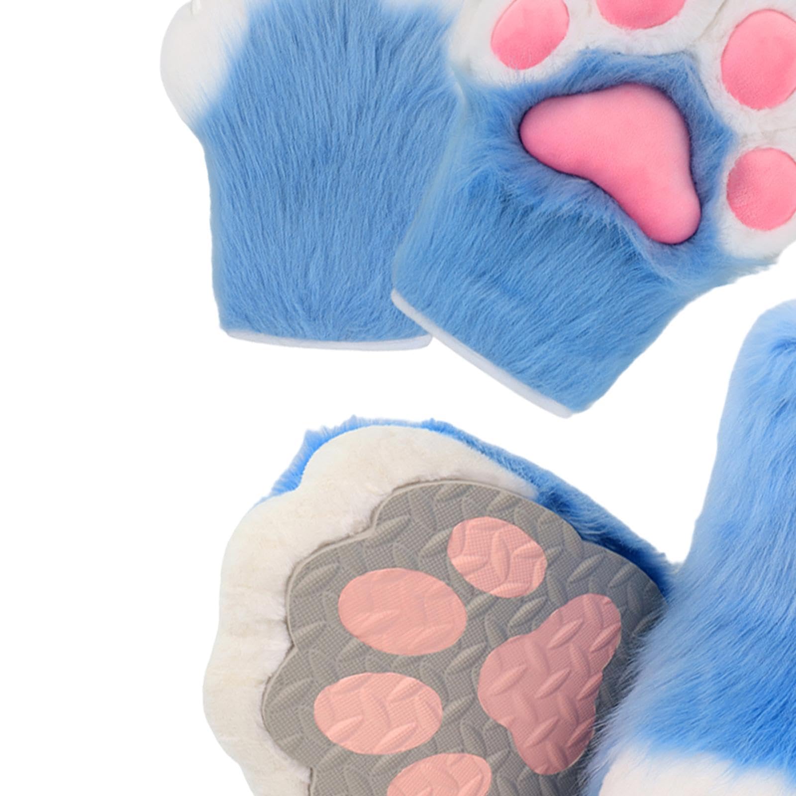 UGPLM Cosplay Animal Paws Fursuit for Women Gloves for Holiday Role Playing Masquerade: Blue