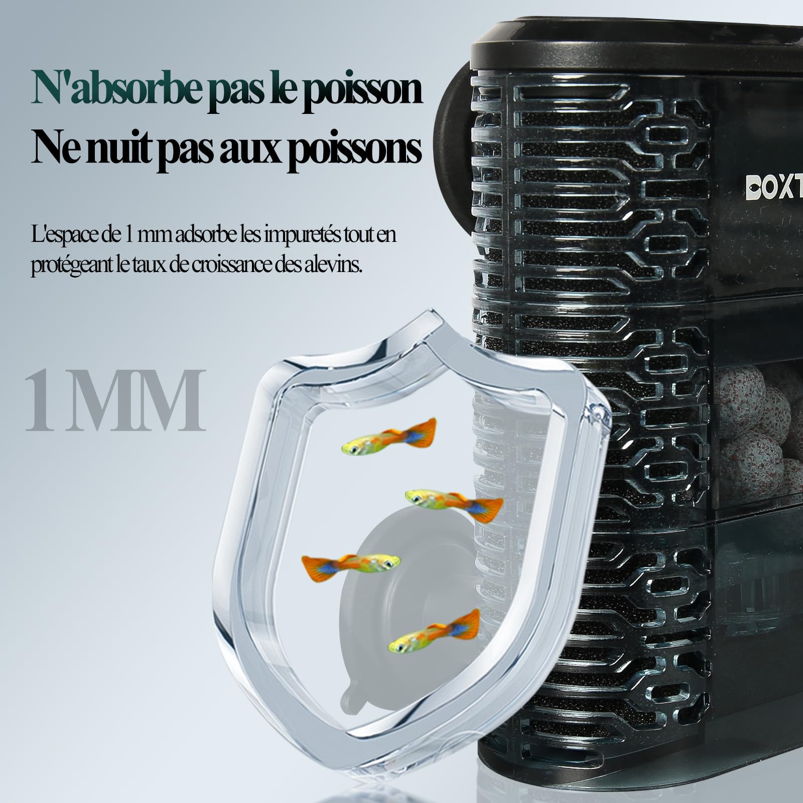 boxtech Filtre Interne Réglable pour Aquarium, Filtre Submersible Silencieux 390L/H pour Aquarium de 30 à 45 cm