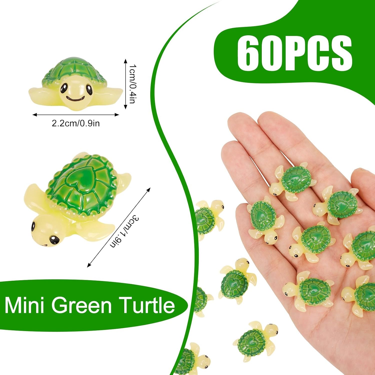 60 Pcs Mini Resin Tortoise,Cute Miniature Sea Turtle Figurines image 2