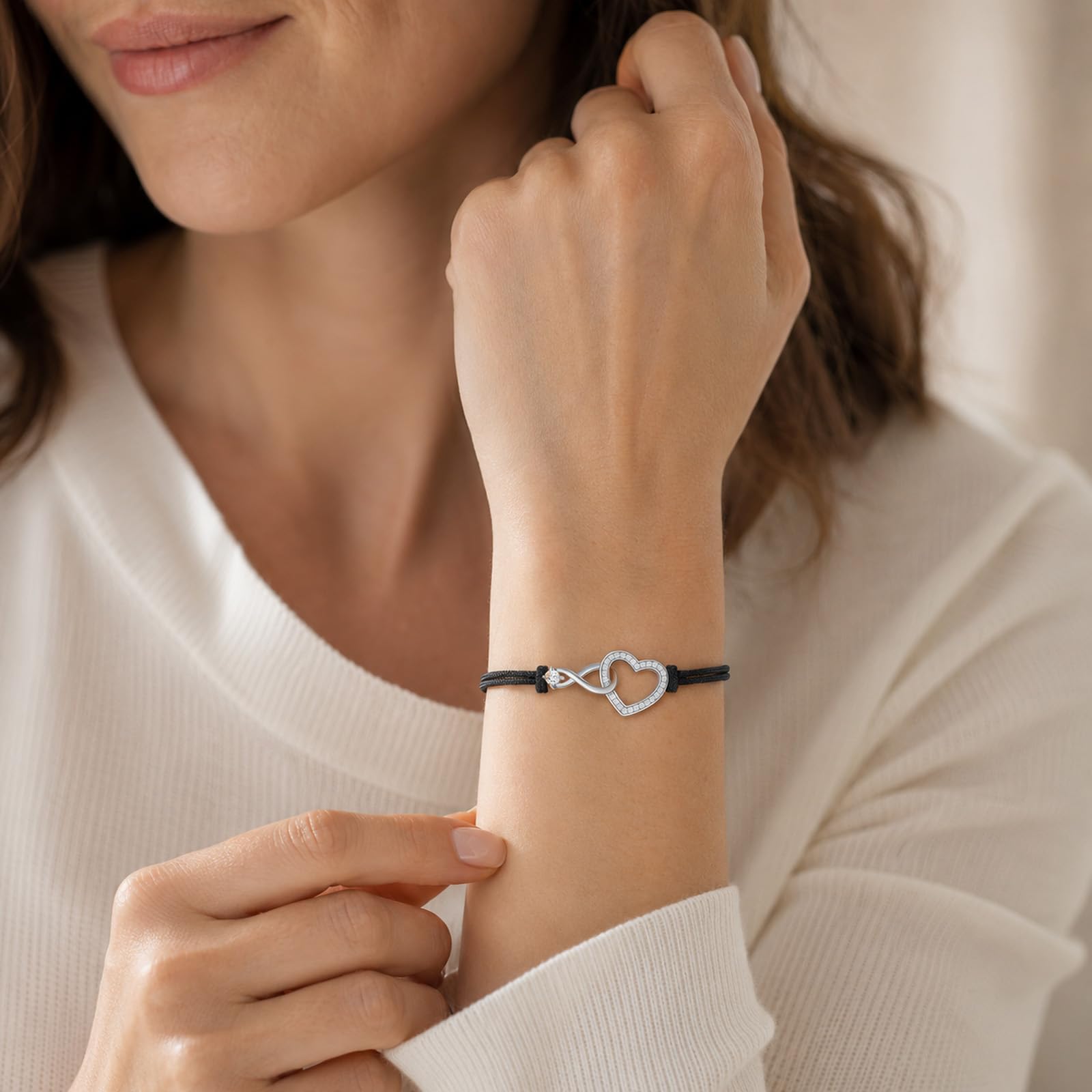Jrêveinfini Unendlichkeit Armband Silber 925 Damen Mädchen, Geschenke für Frauen Freundin Mama mit Geschenkbox, Verstellbar 14+9 cm