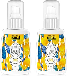 THEGOODSOULPROJECT Toilet Poop Spray Odor Eliminator - Fresh Citrus Lemon Grapefruit Lemongrass, Natural Bathroom Freshener 2oz 2 Pack