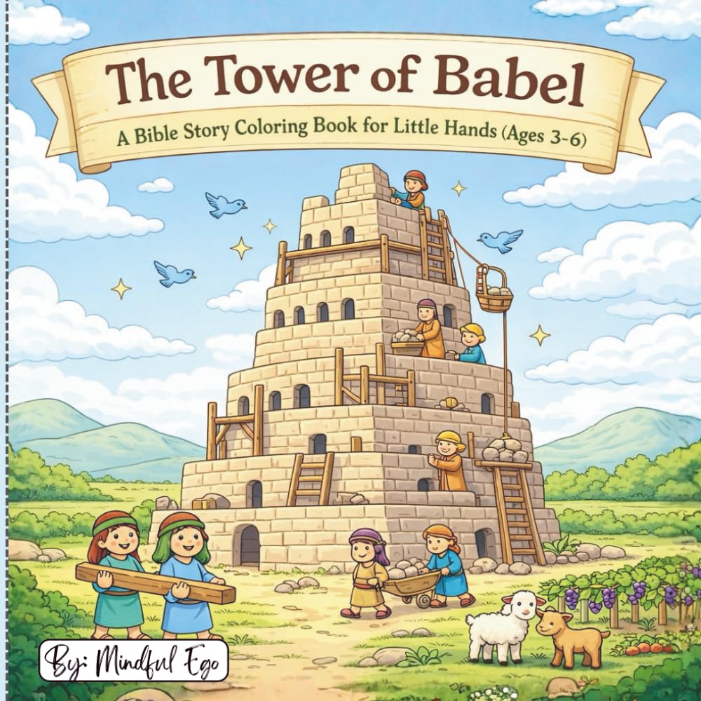The Tower of Babel: A Bible Coloring Book for Little Hands (Ages 3–6) with Simple Rhymes and Gentle Christian Lessons