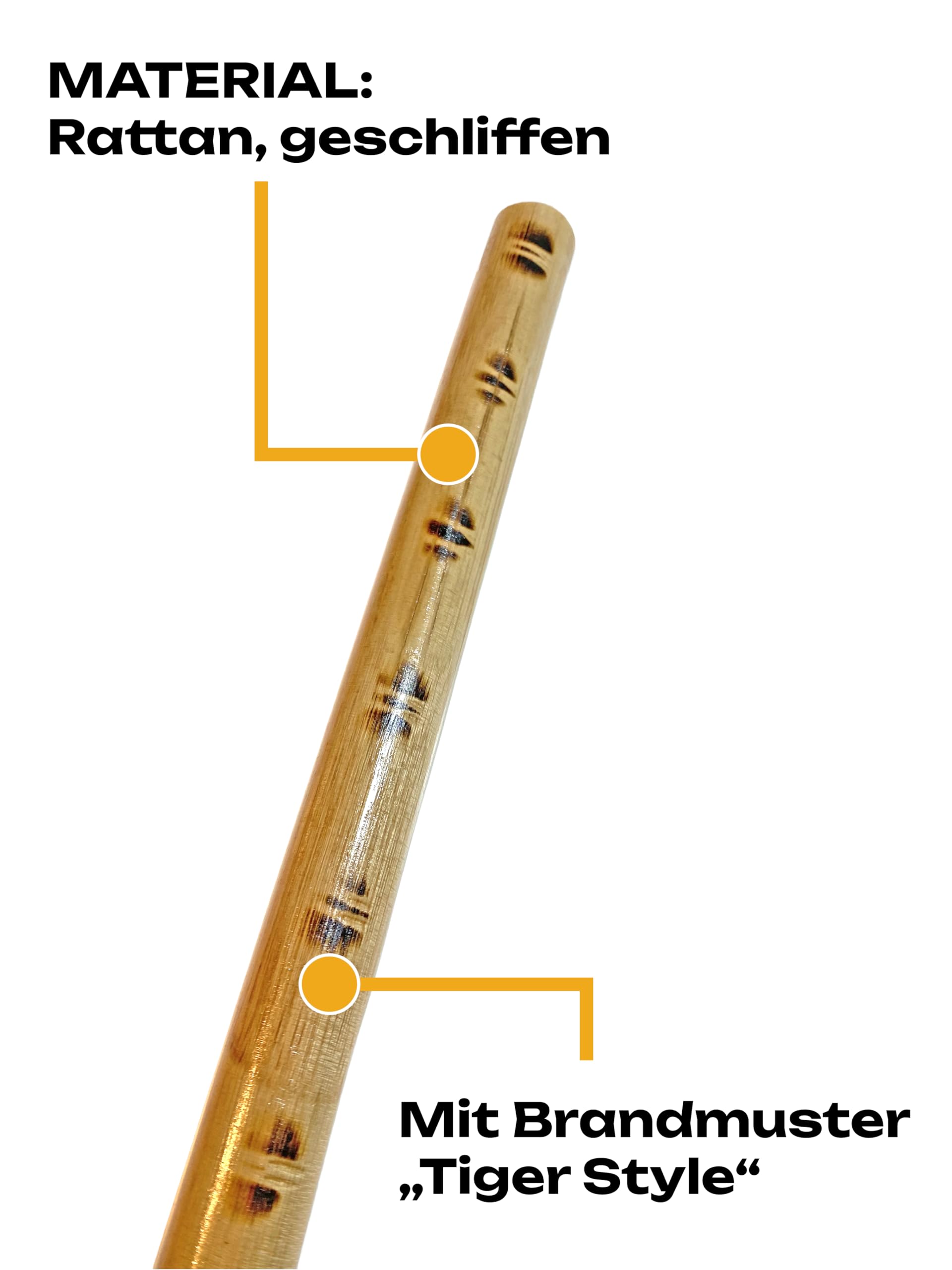 Lot de 10 bâtons Escrima - Style tigre - 65 cm - Bâtons en rotin - Entraînement d'armes Arnis Kali