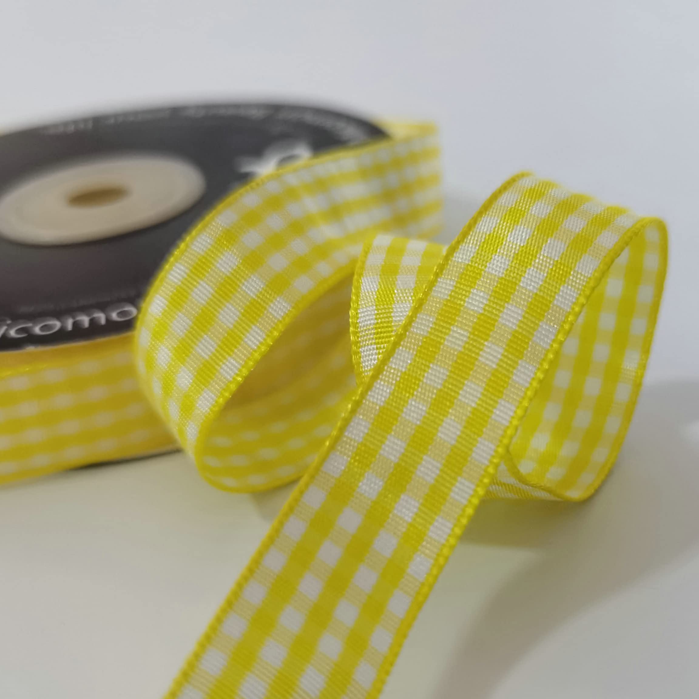 Amazon.co.jp: Micomon イエローギンガムチェックリボン 各ロール25