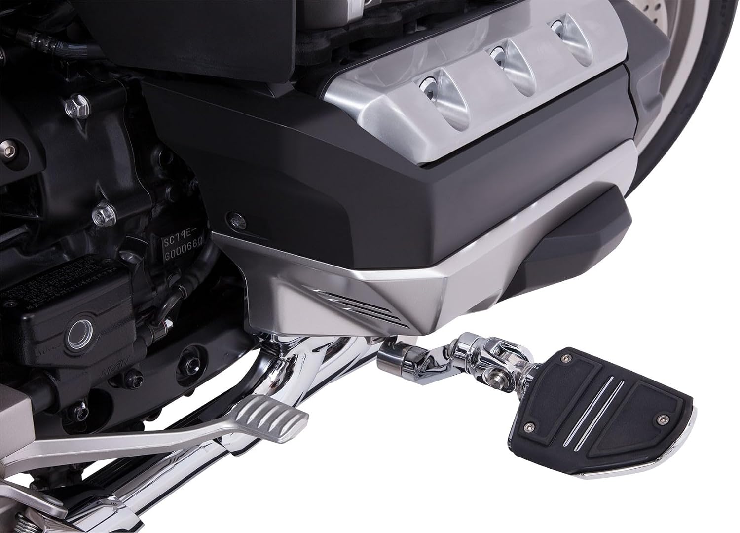Goldstrike 3-Way Adjustable Highway Peg Mounts with Twin Rail Footrest (pair) for Gold Wing