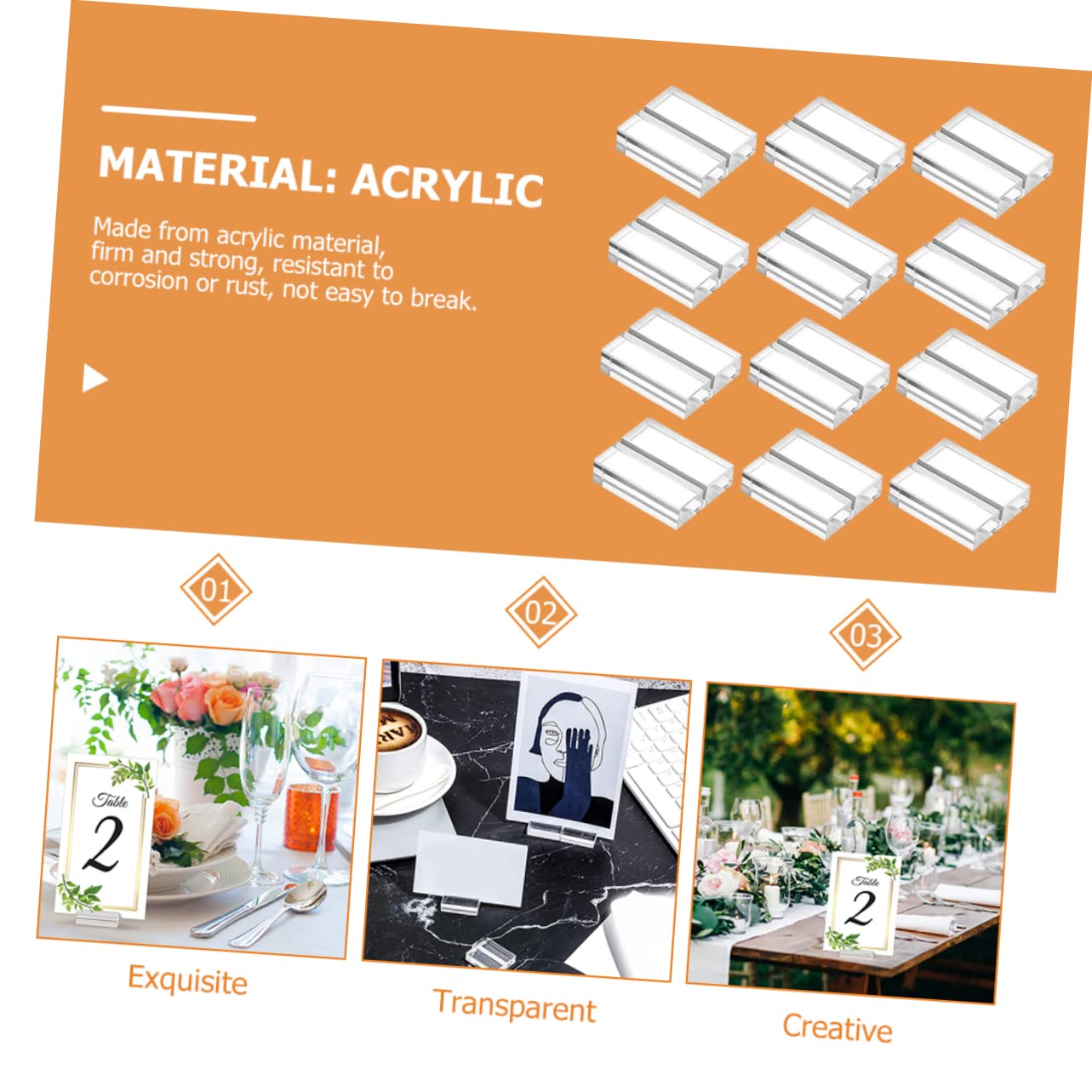 SHINEOFI 36piezas Soportes De Acrílico Transparente Para Tarjetas De Titulares De Números De Mesa Menú y Cartas Para Bodas y Eventos Diseño Moderno y Minimalista